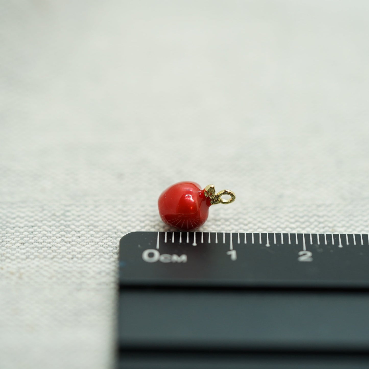 Apple Charm, Tiny / Phone / Keychain Charm, Gold Plated, Red Enamel, Miniature Fruit Pendant, DIY Jewelry Making